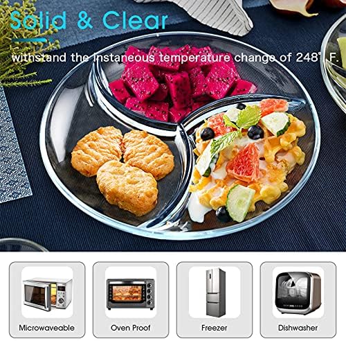NUTRIUPS Small Round Glass SERVING Plate with Dividers