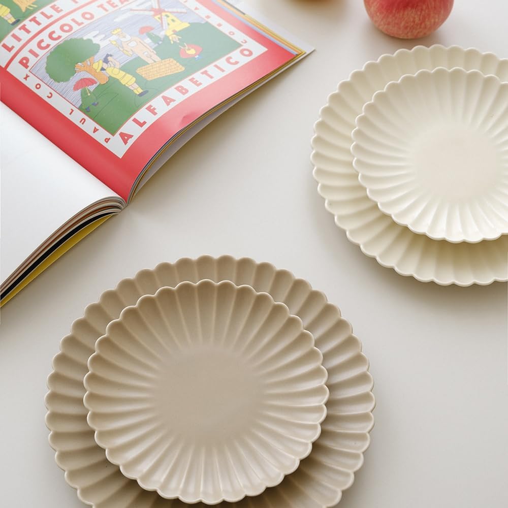 Daisy Dinner Plate Set 6-Piece 9-inch Coconut Caf