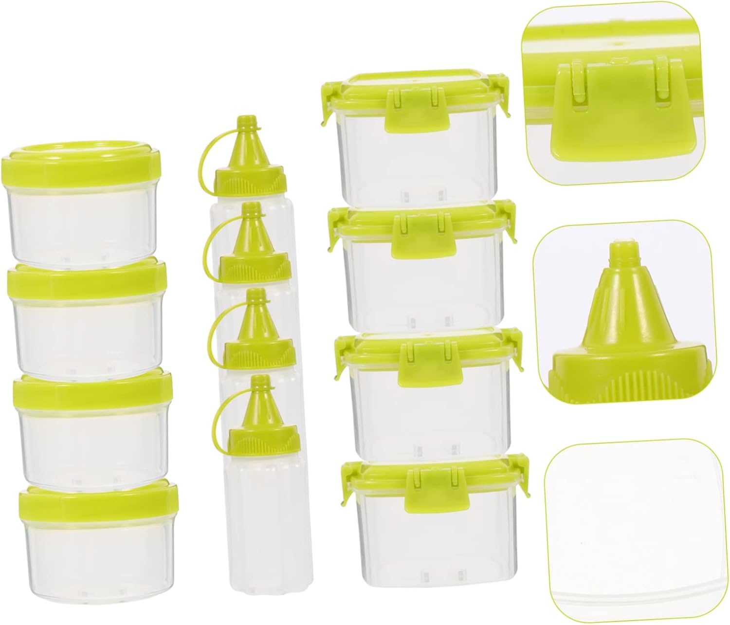 FELTECHELECTR 12-Piece Square Sauce Boxes Set Mustard Ketchup Squeeze Bottles for Condiments BBQ Accessories