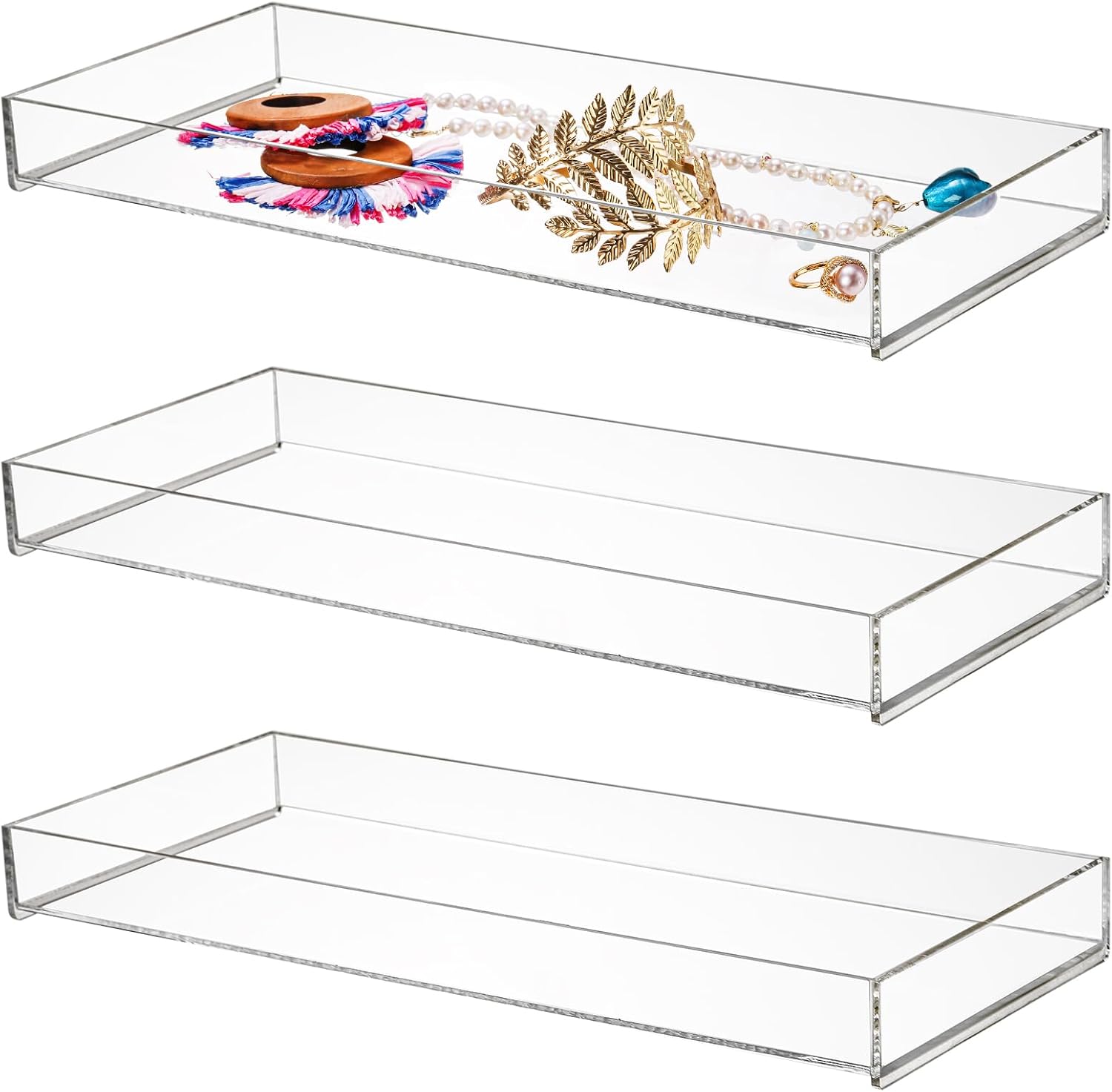 3-Piece Acrylic Bathroom Trays