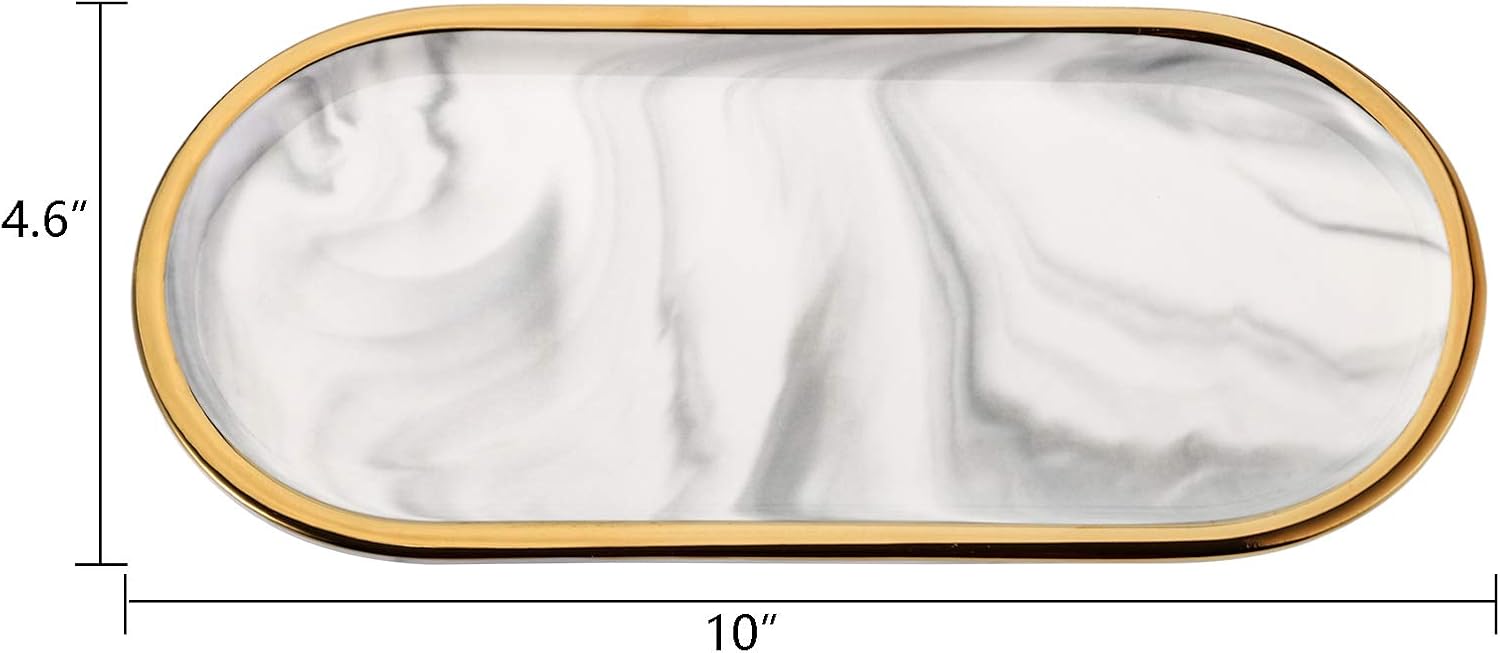 2-Piece Marble Vanity Trays Set