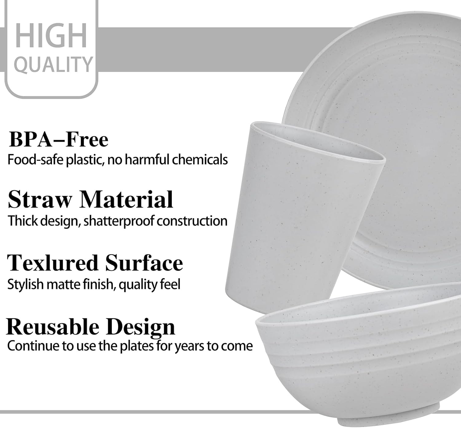 Beautiful 16-Piece Plastic Dinnerware Set