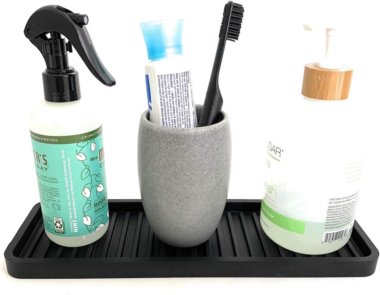 Premium Silicone Kitchen Sink Organizer tray 12x4 inch Black Durable Easy to Clean