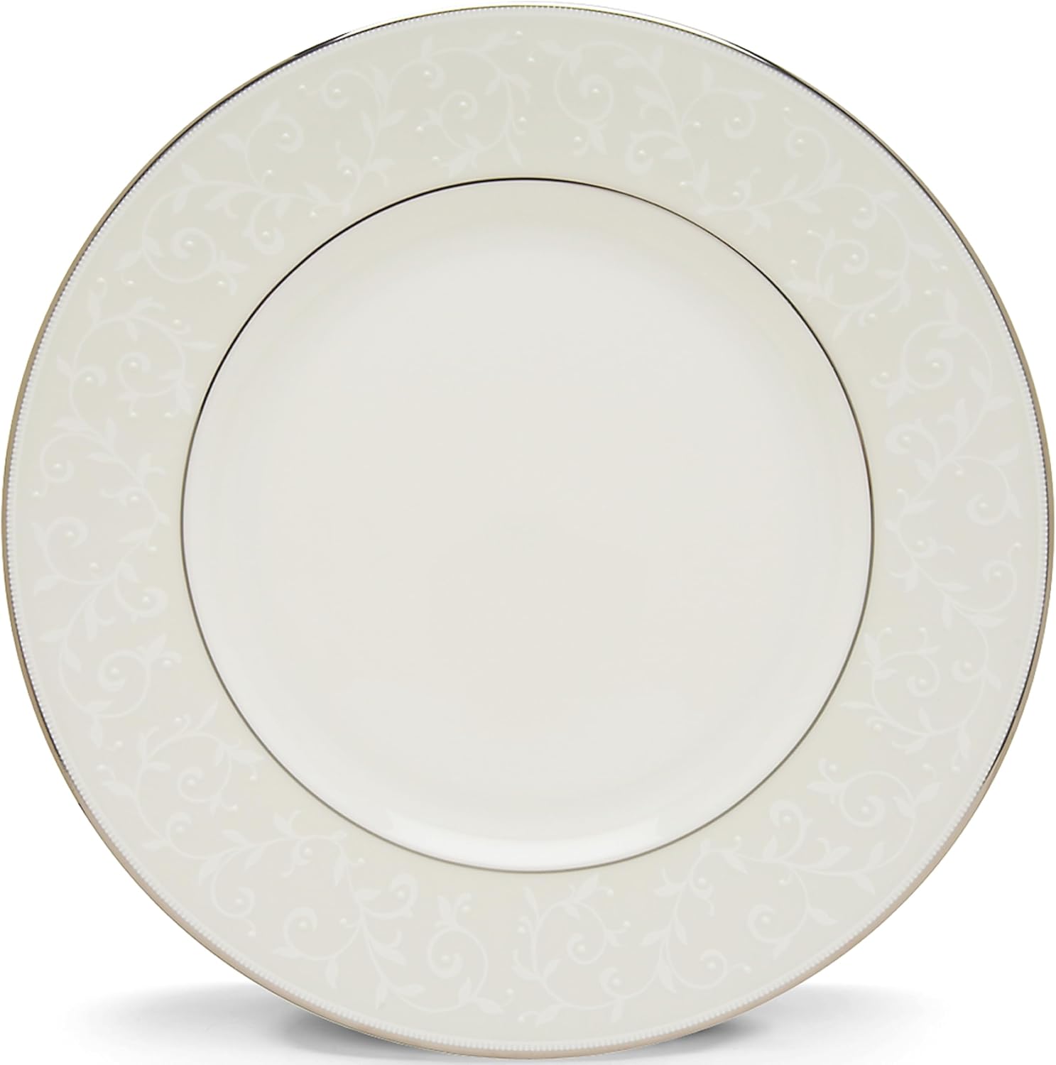 Upgrade Your dining experience with Lenox Opal Innocence Dinner Plate - White and Platinum