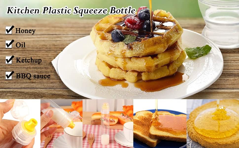 AKOAK 4-Piece Reusable Plastic Squeeze Bottle Dispenser