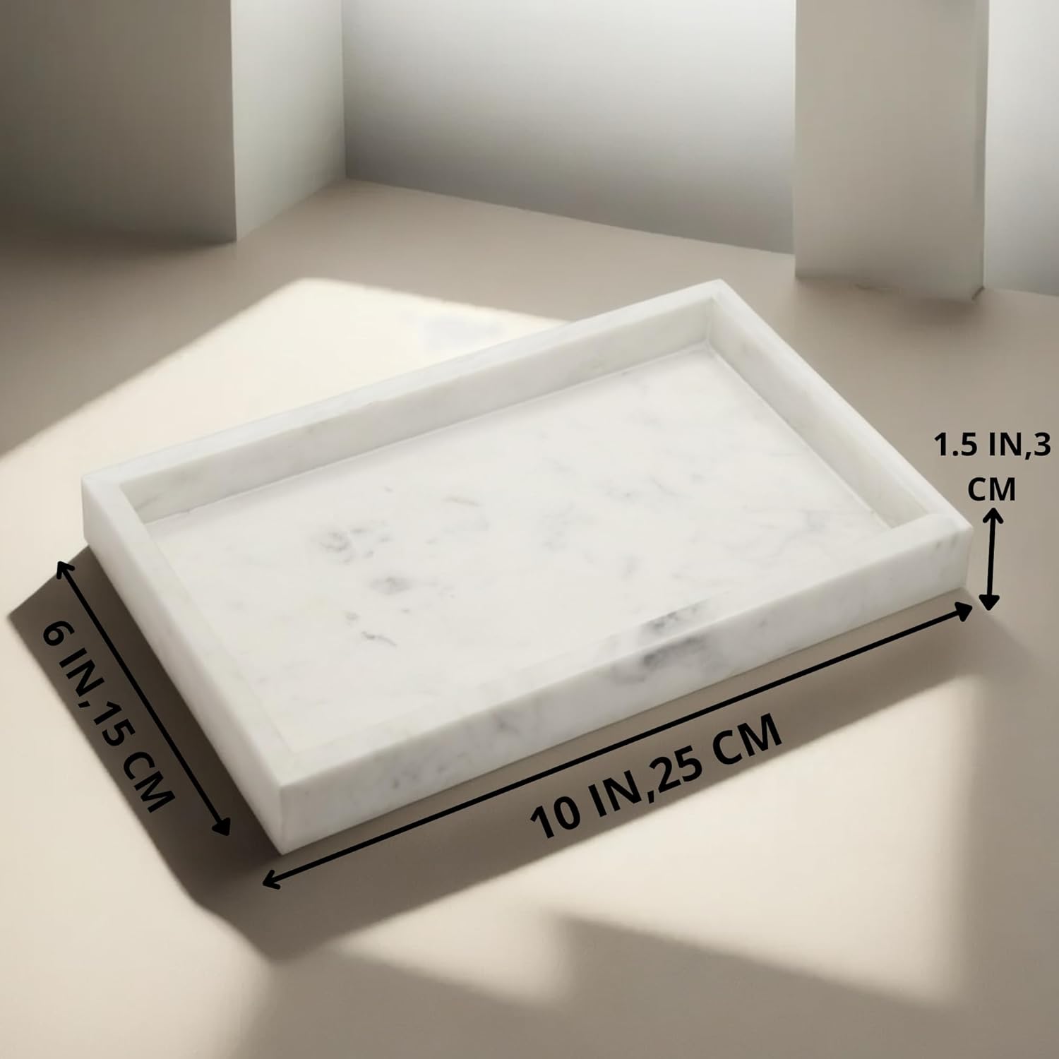 KC KULLICRAFT Natural Marble Tray for Desktop Kitchen Bathroom Organizer