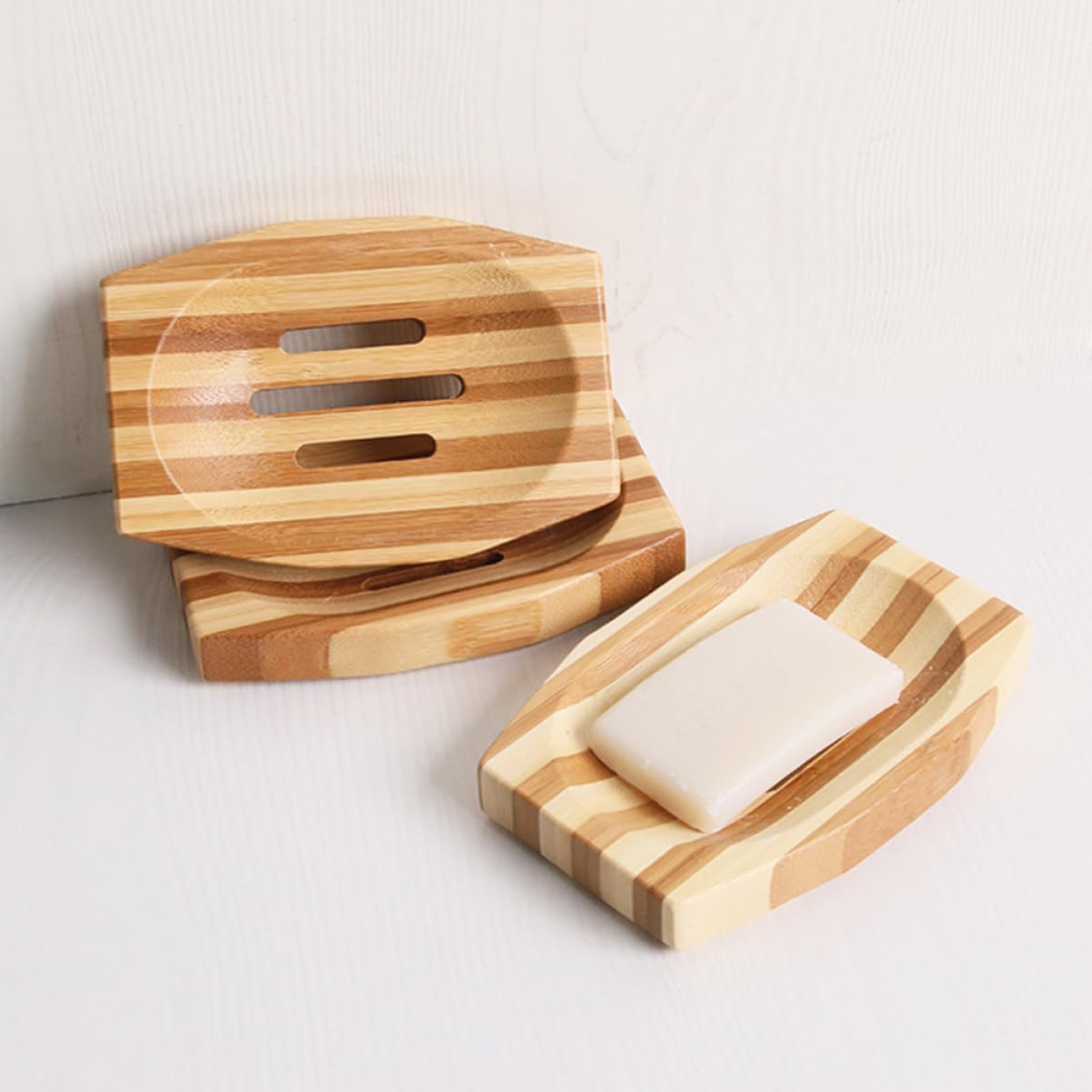 1pc Natural Bamboo Soap Holder Retro Design Compact Eco-Friendly for Bathroom Kitchen Use