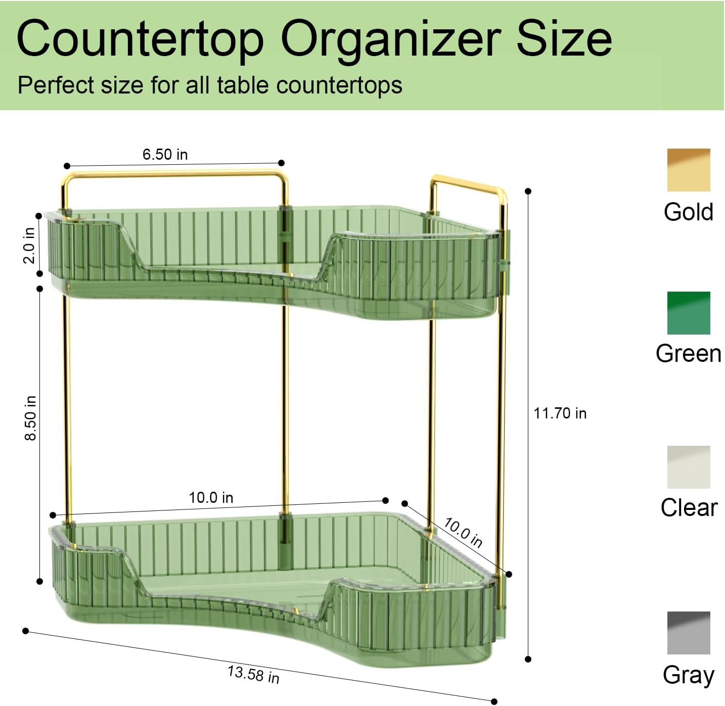 GTI 2-Tier Bathroom Organizer Multi-Functional Corner Organizer