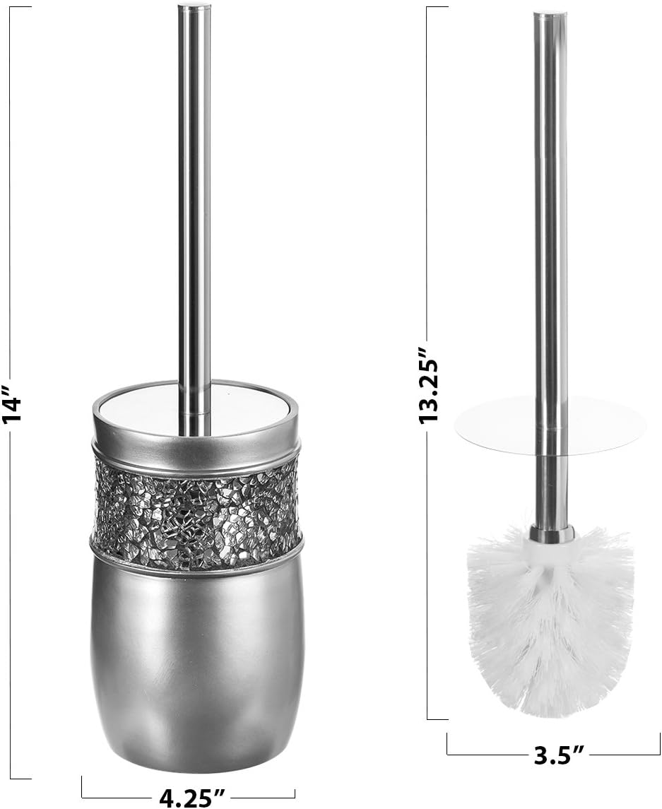 Crackled Glass Toilet Brush Set - Rust-Resistant Durable