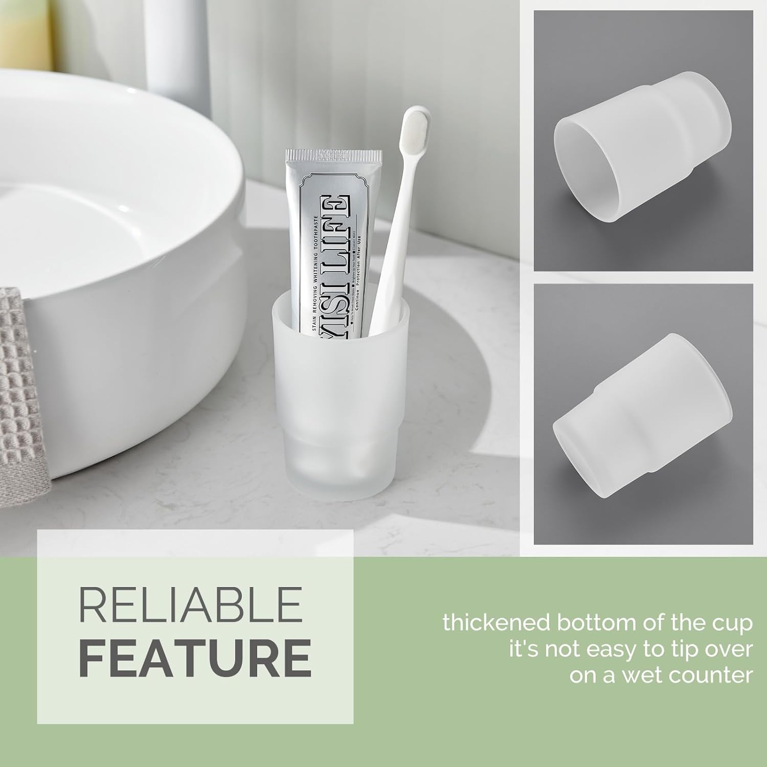 Angle Simple Frosted Glass Tumbler for Toothbrush Toothpaste