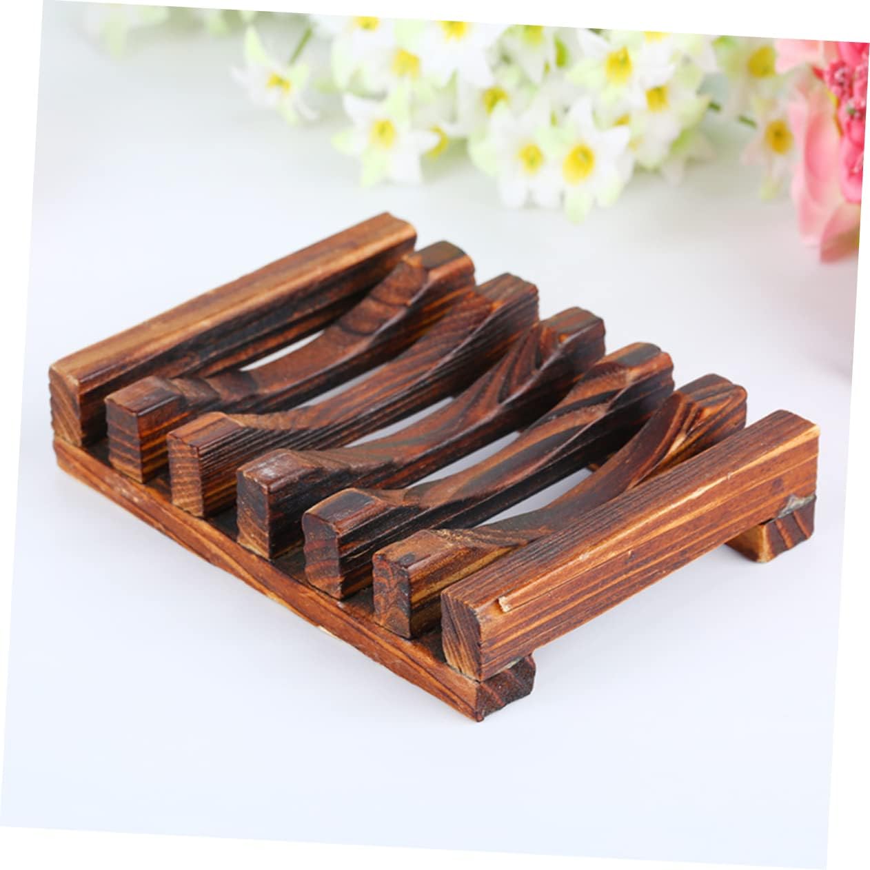 Sturdy Bamboo Soap Dish 4-Pack for Bathroom or Kitchen