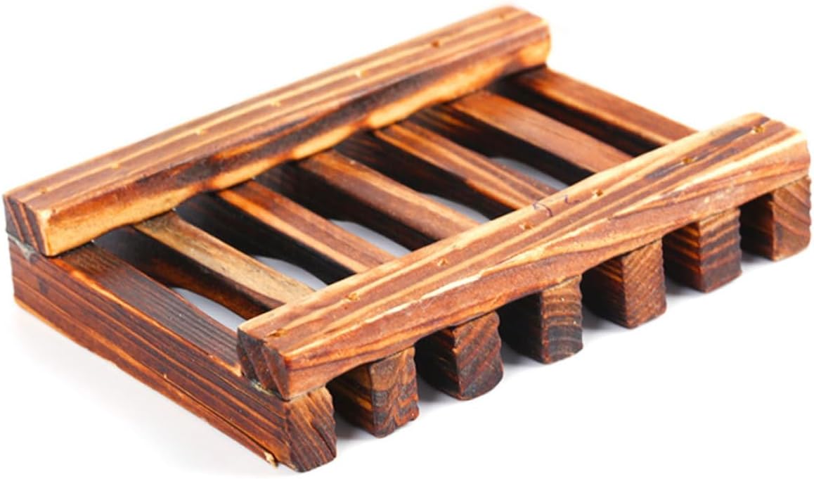 Garneck 2-Piece Effortlessly Dry Wooden Soap Holder with Drain ECO-Friendly Bathroom Kitchen Accessory