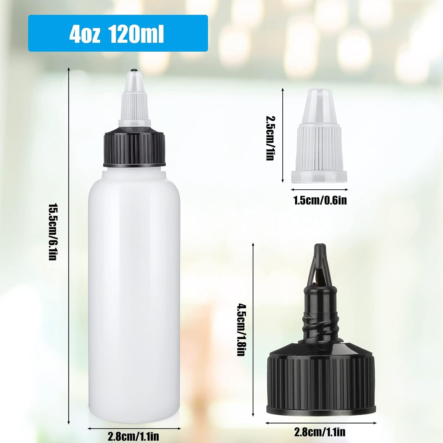 60-Piece Set of 4 oz Plastic Squeeze Bottles
