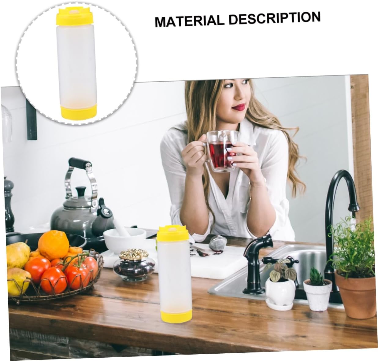 Zerodeko 20oz Squeeze Bottle Dual Head Condiment Dispenser for BBQ Dining