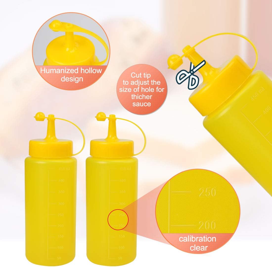 4-Piece 16oz Plastic Condiment Squeeze Bottles with Cap for Kitchen Use
