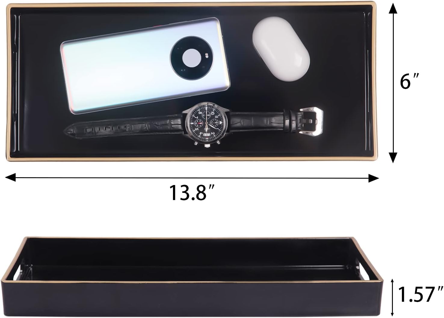 MAONAME Black Bathroom Vanity Tray