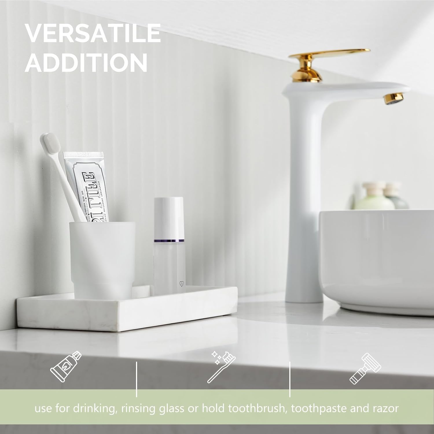 Angle Simple Frosted Glass Tumbler for Toothbrush Toothpaste