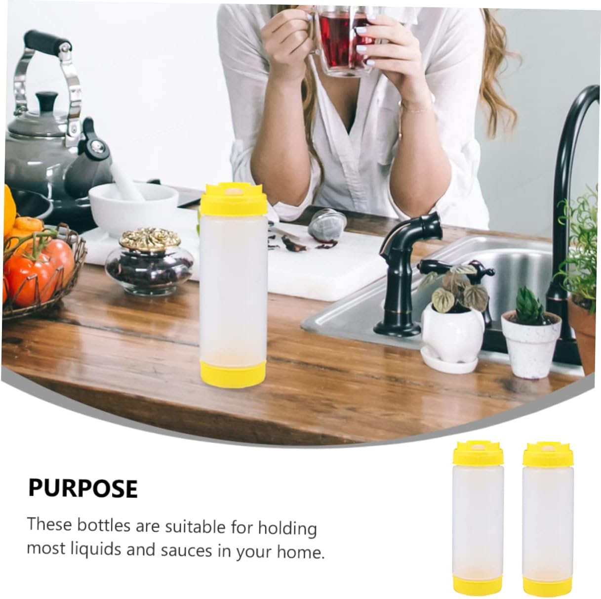 HOLIDYOYO Dual Head Squeeze Bottle Set - 20 oz Ketchup Dressing Dispersers