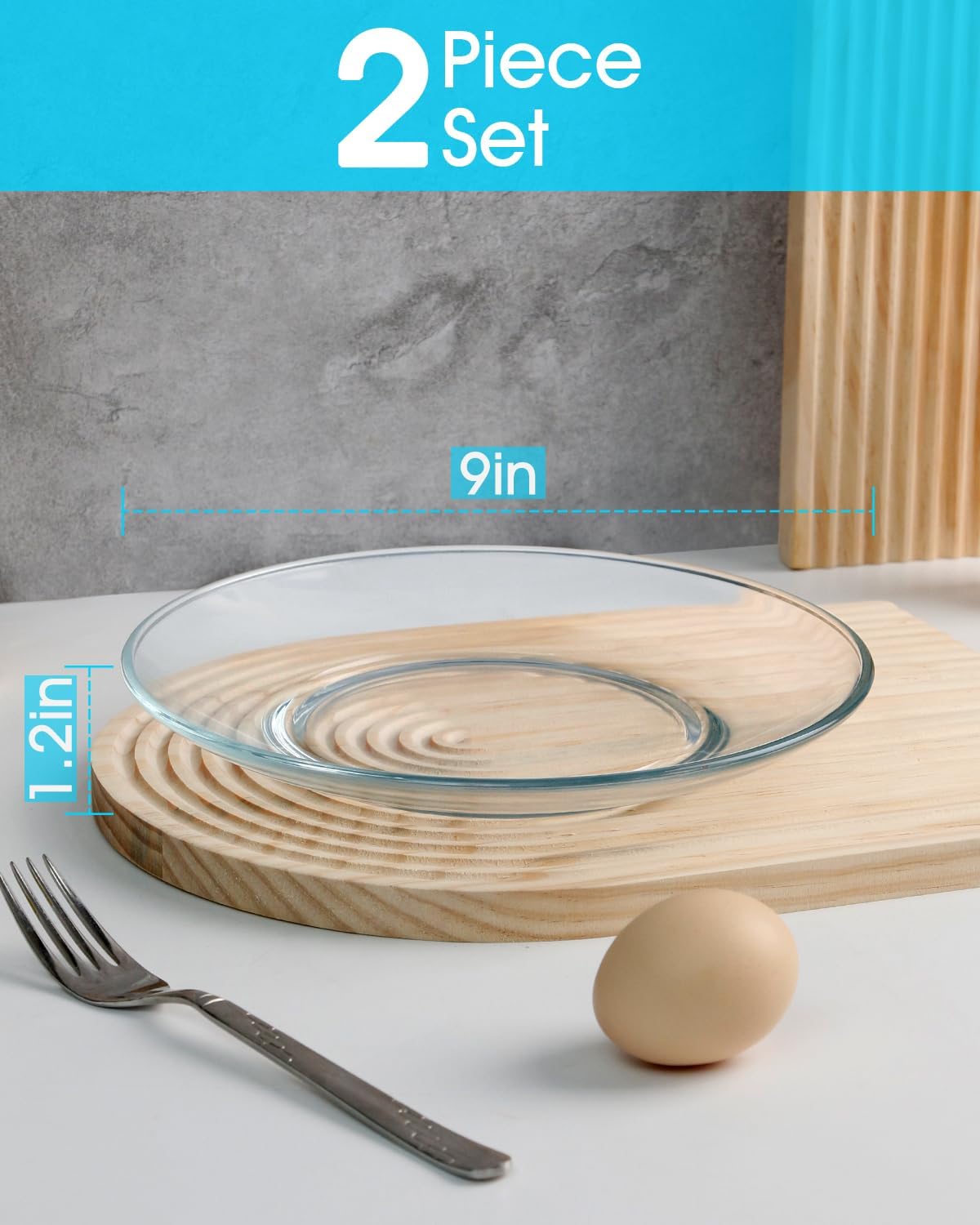 NUTRIUPS 9-Inch Tempered Glass Plates Perfect for Desserts Salads Microwave Dishwasher and Freezer Safe Stylish Design