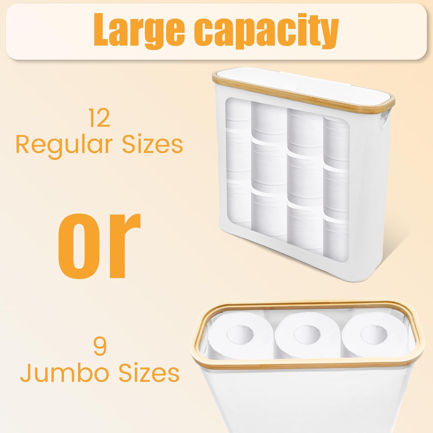 HoomTop White Toilet Paper Storage Basket with Lid