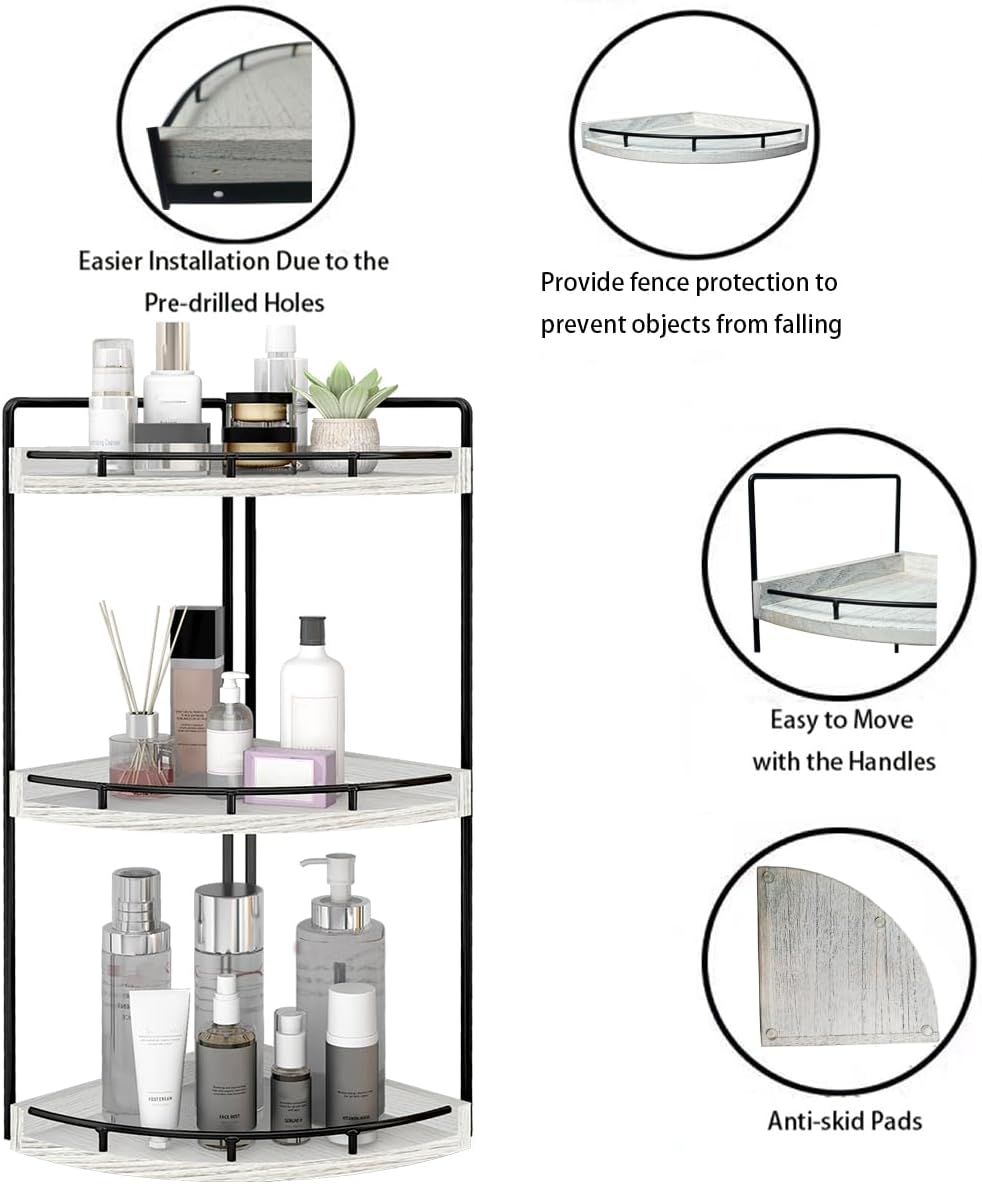 Dorhors 3-Tier Corner Bathroom Organizer Versatile Storage Solution for Your Bathroom Kitchen or Dresser