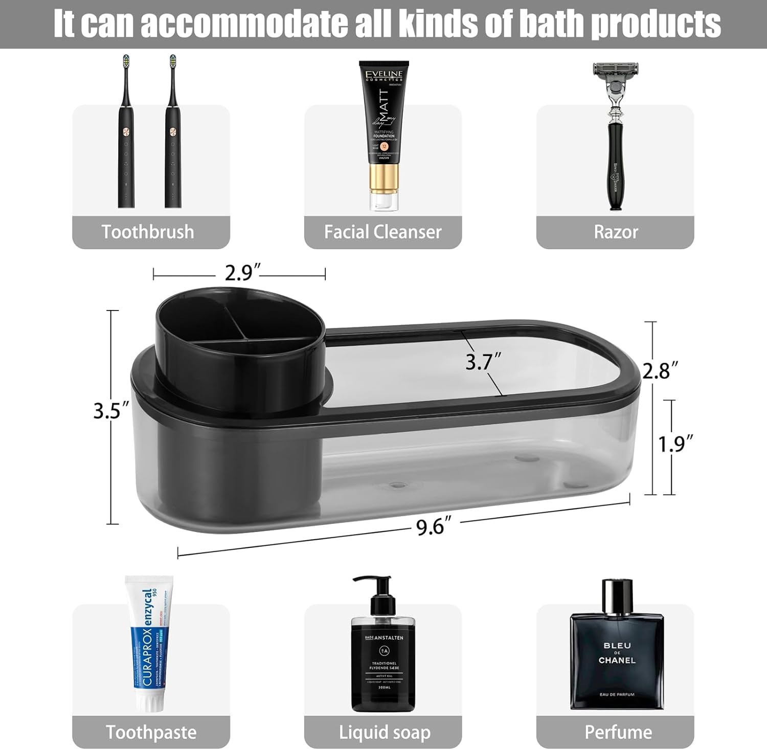 Ayswupt Detachable 5-in-1 Bathroom Toothbrush Holder Organizer