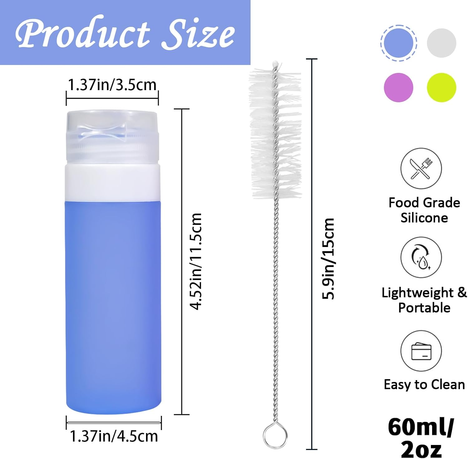4-Piece Salad Dressing Containers with Travel Brushes
