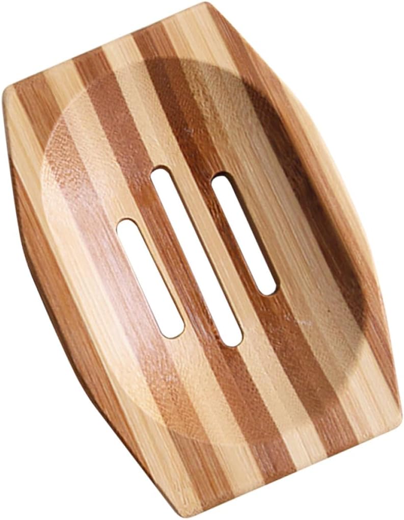 1pc Natural Bamboo Soap Holder Retro Design Compact Eco-Friendly for Bathroom Kitchen Use
