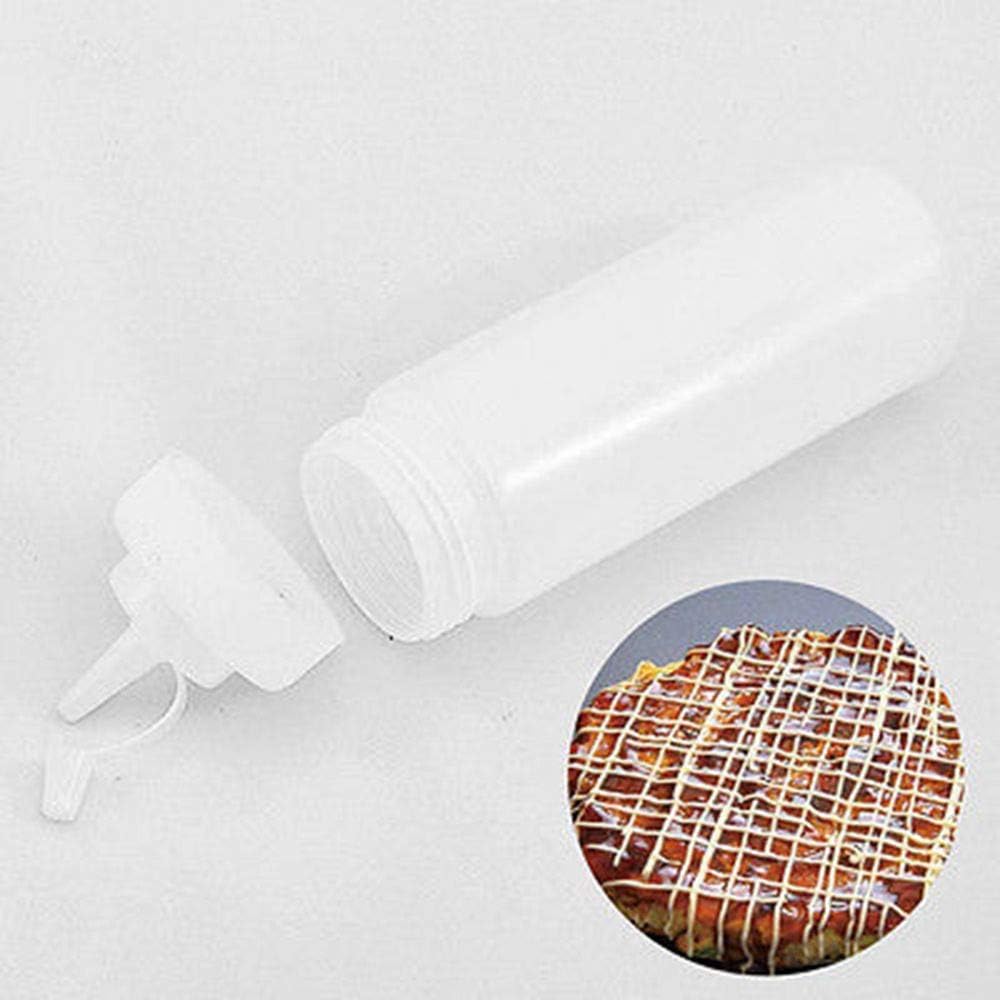 3-pack plastic condiment squeeze bottles with tip caps