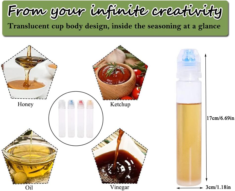 AKOAK 4-Piece Reusable Plastic Squeeze Bottle Dispenser