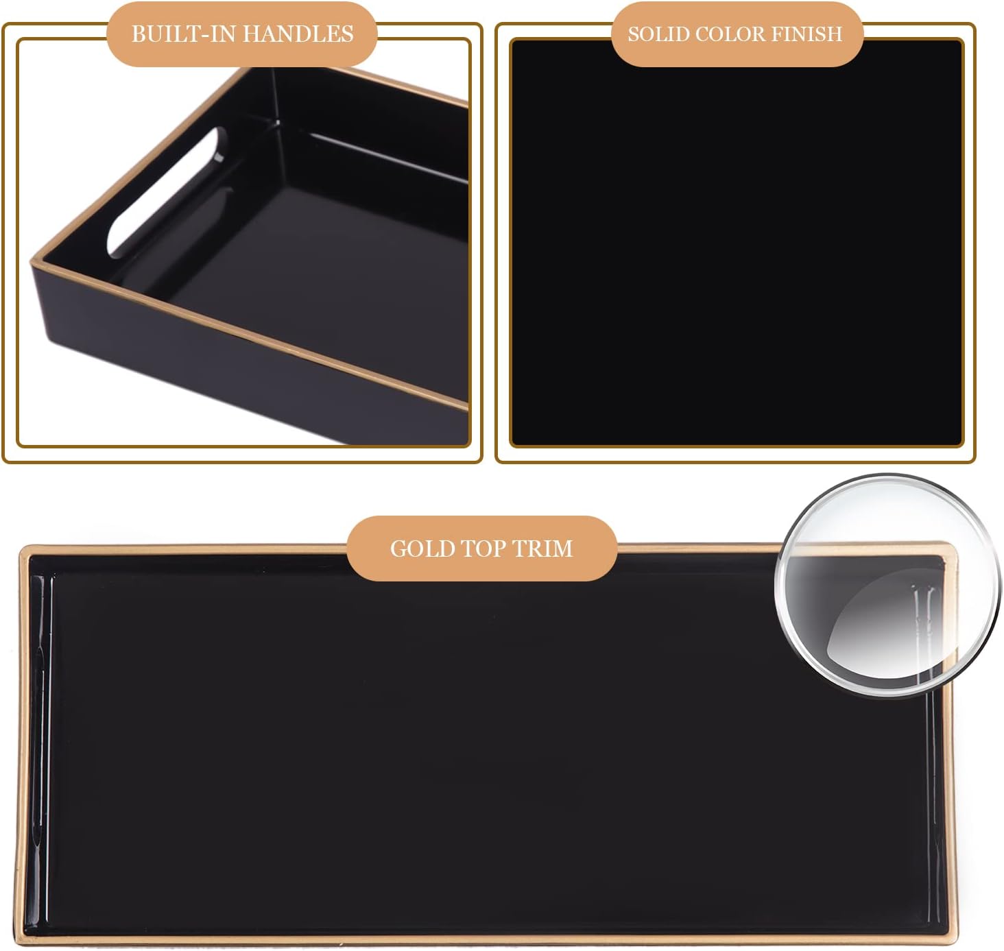MAONAME Black Bathroom Vanity Tray