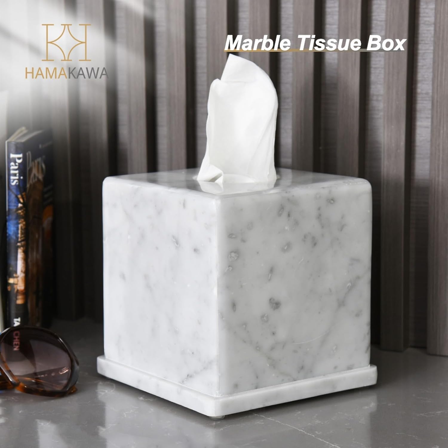 Natural Stone Tissue Box Cover 6x6x57 Carrara White