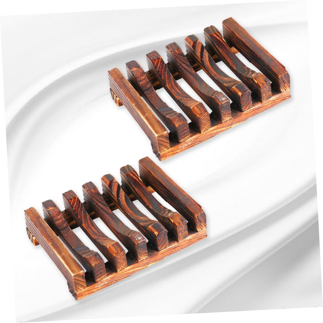 Garneck 2-Piece Effortlessly Dry Wooden Soap Holder with Drain ECO-Friendly Bathroom Kitchen Accessory