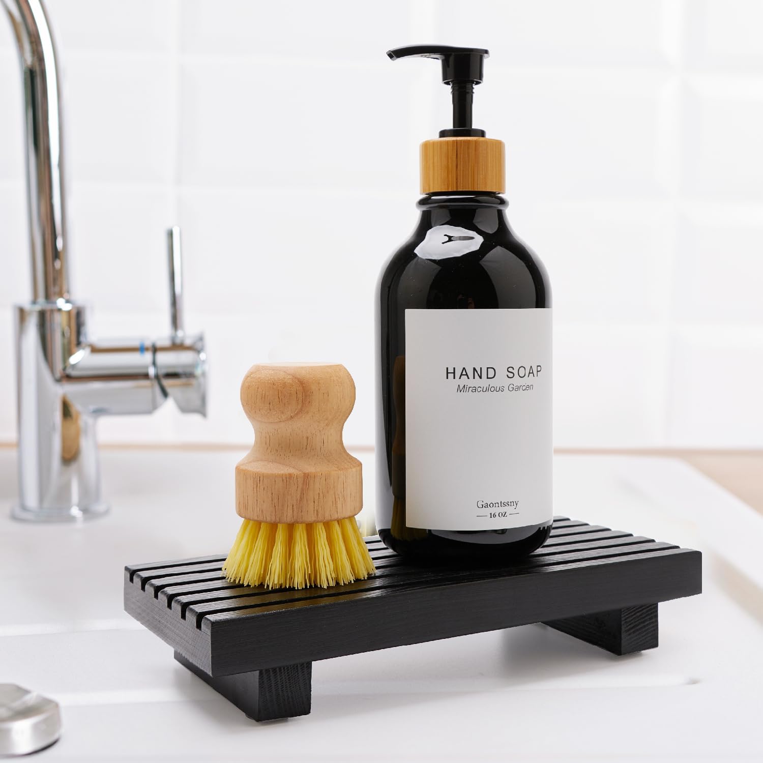 Bathroom Counter Organizer Stylish Wood Pedestal Tray