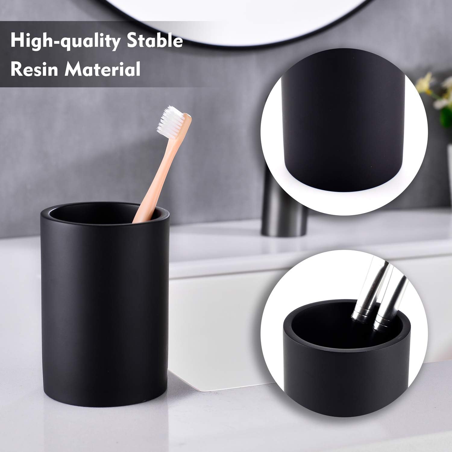 Matte Black Resin Tumbler Cup Bathroom Holder
