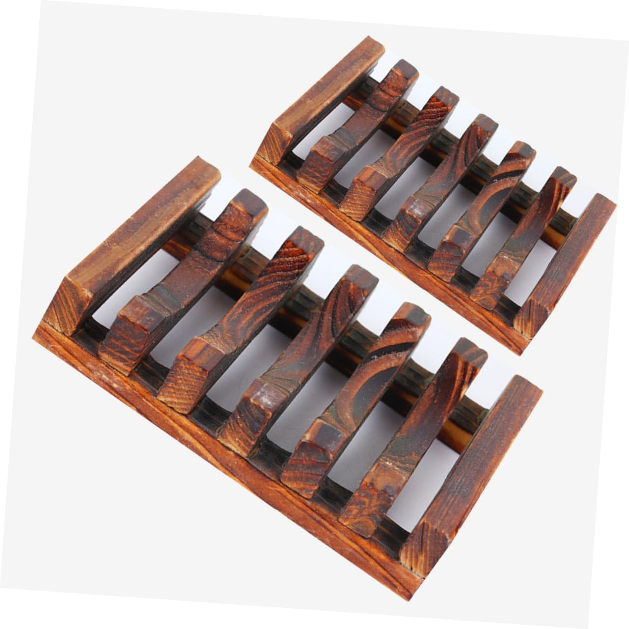 Garneck 2-Piece Effortlessly Dry Wooden Soap Holder with Drain ECO-Friendly Bathroom Kitchen Accessory