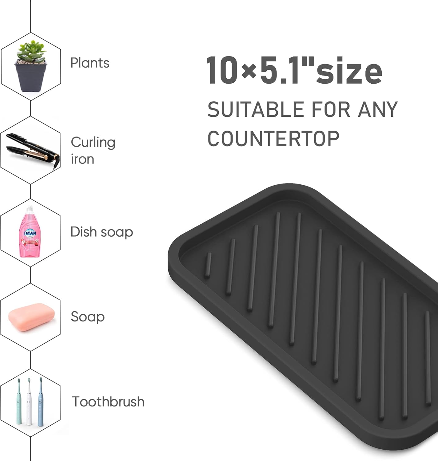 EG-SIPRO Silicone Sponge Holder Large 12 Sink Organizer Tray for Kitchen Bathroom