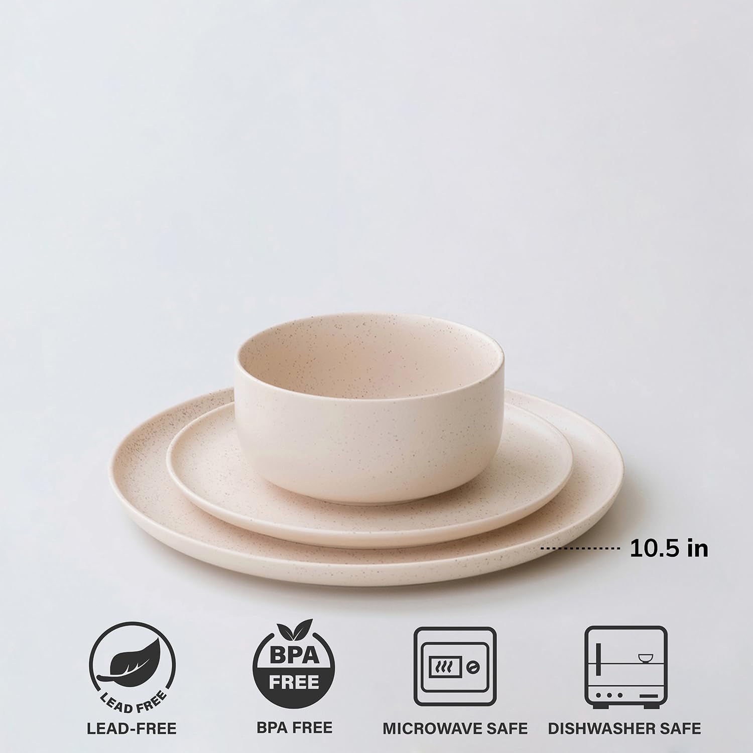 6-Piece Chip and Scratch-Resistant Dinner Plate Set in Oat Beige