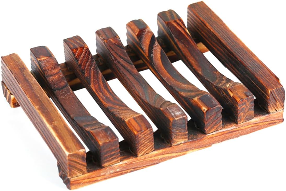 Sturdy Bamboo Soap Dish 4-Pack for Bathroom or Kitchen