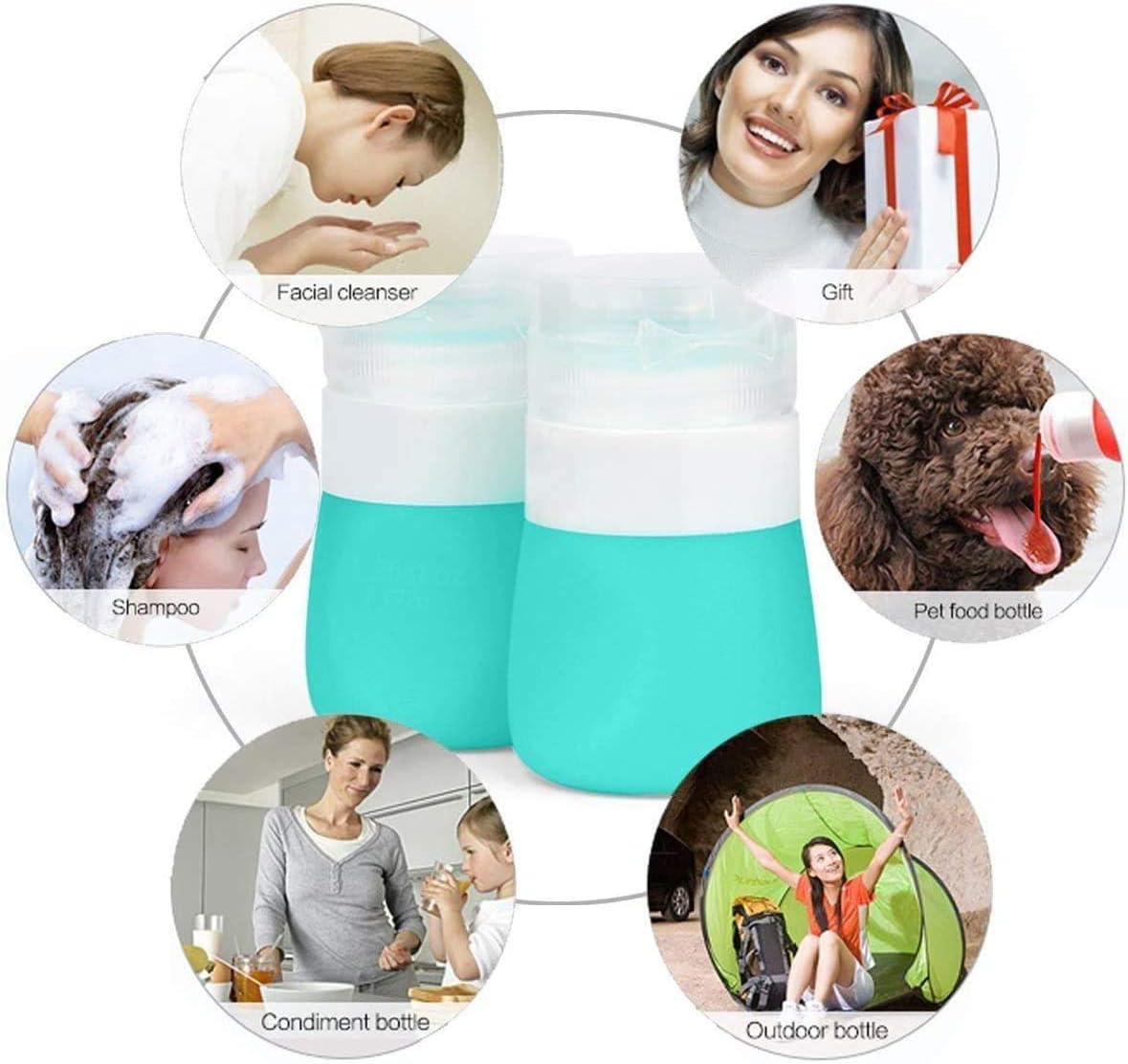 Leakless Set - 4 Condiment Squeeze Bottles for Kitchen Travel