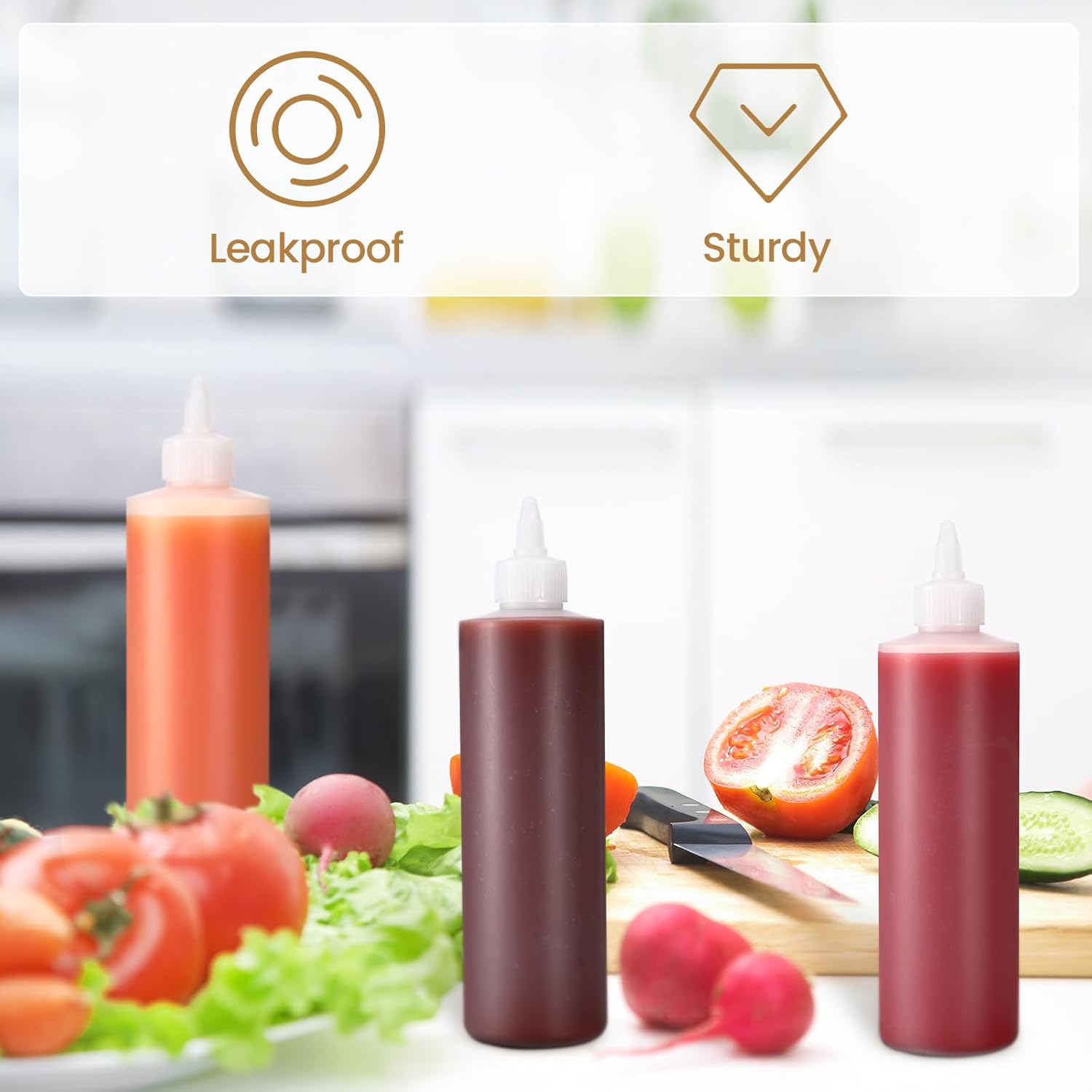 Irenare 30-Piece Plast Squeeze Bottles for Sauces