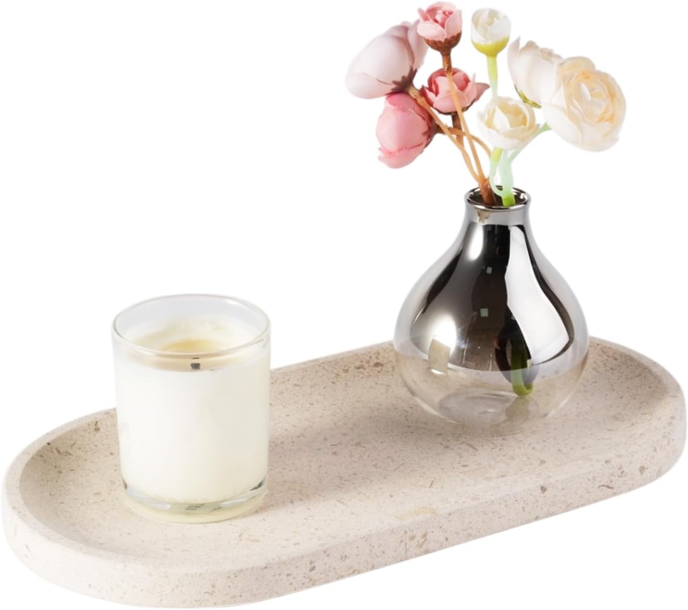 Koville Beige Yellow Vanity Tray for Bathroom Desktop Decor