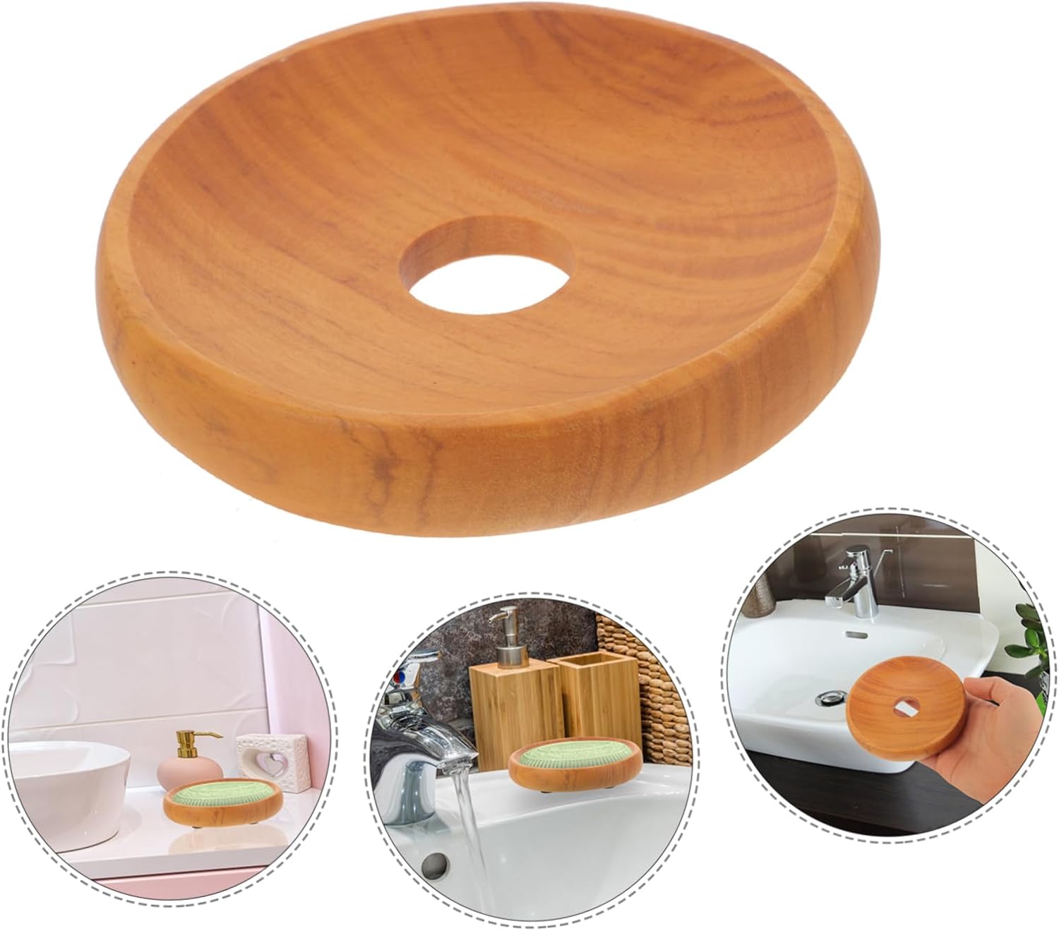 Natural Wood Soap Dish for Bathroom