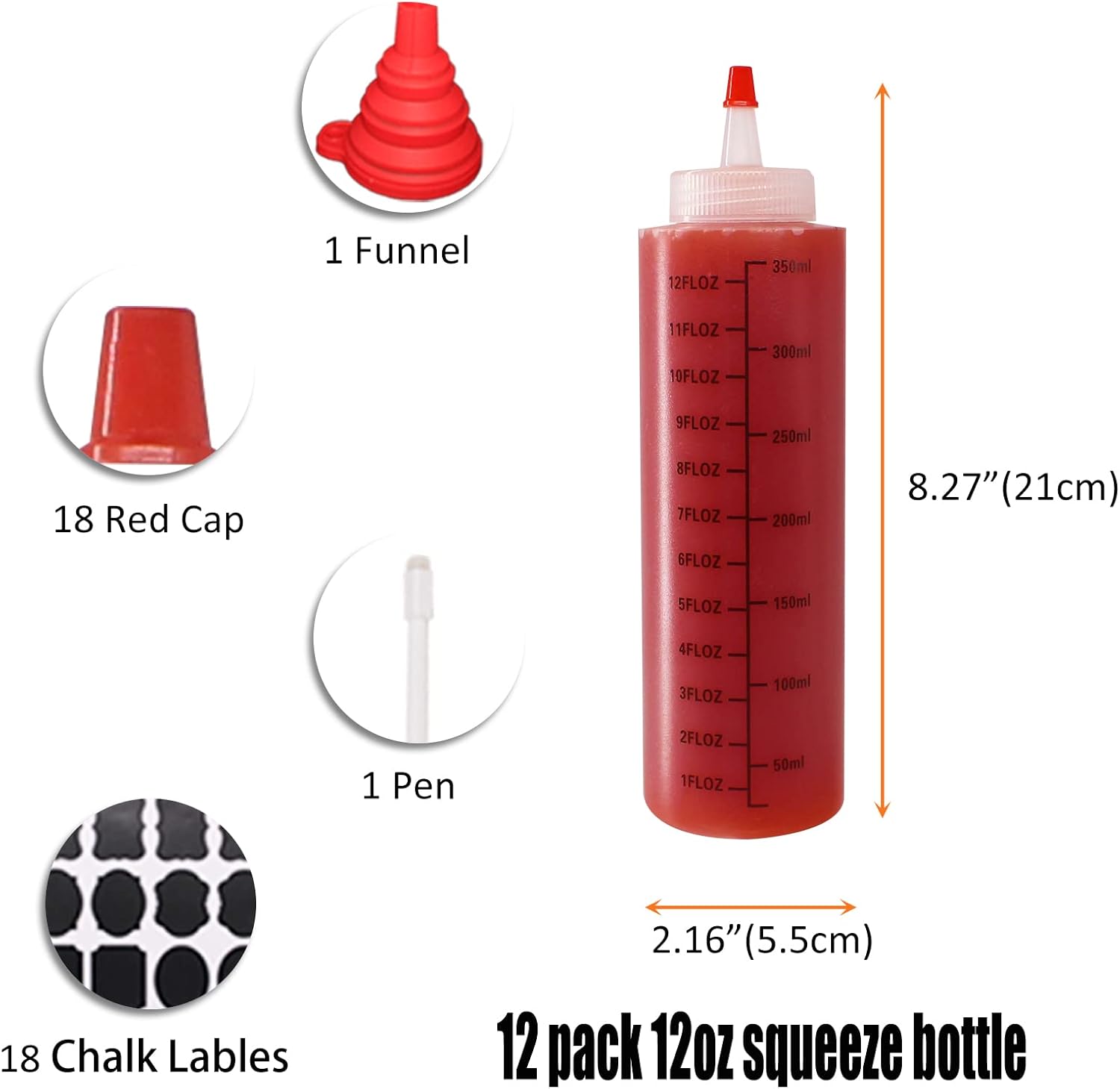 12-Pack Squeeze Condiment Bottles