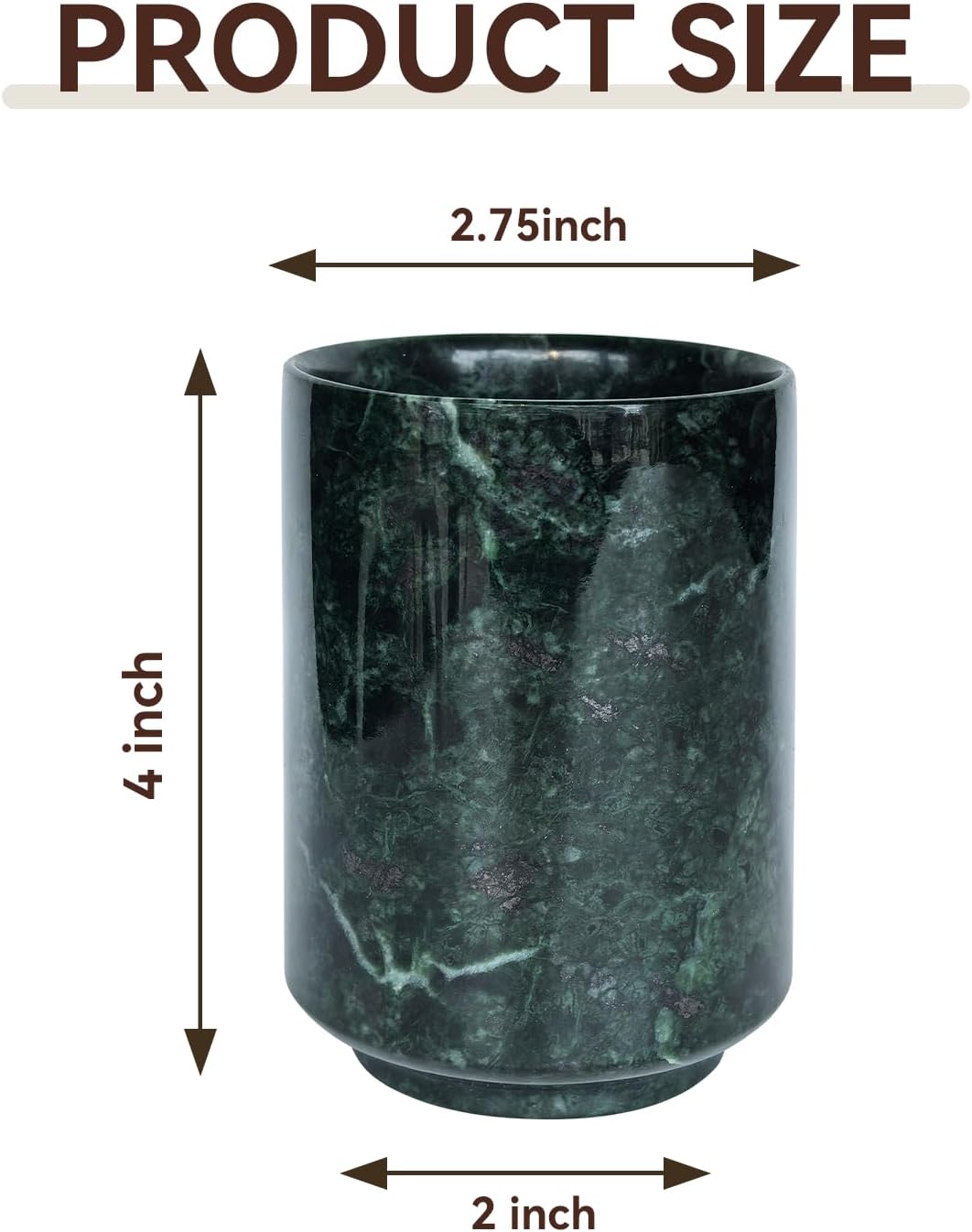Genaetyg - Natural Pen Holder Desktop Organizer with Green Marble Jade Elegance