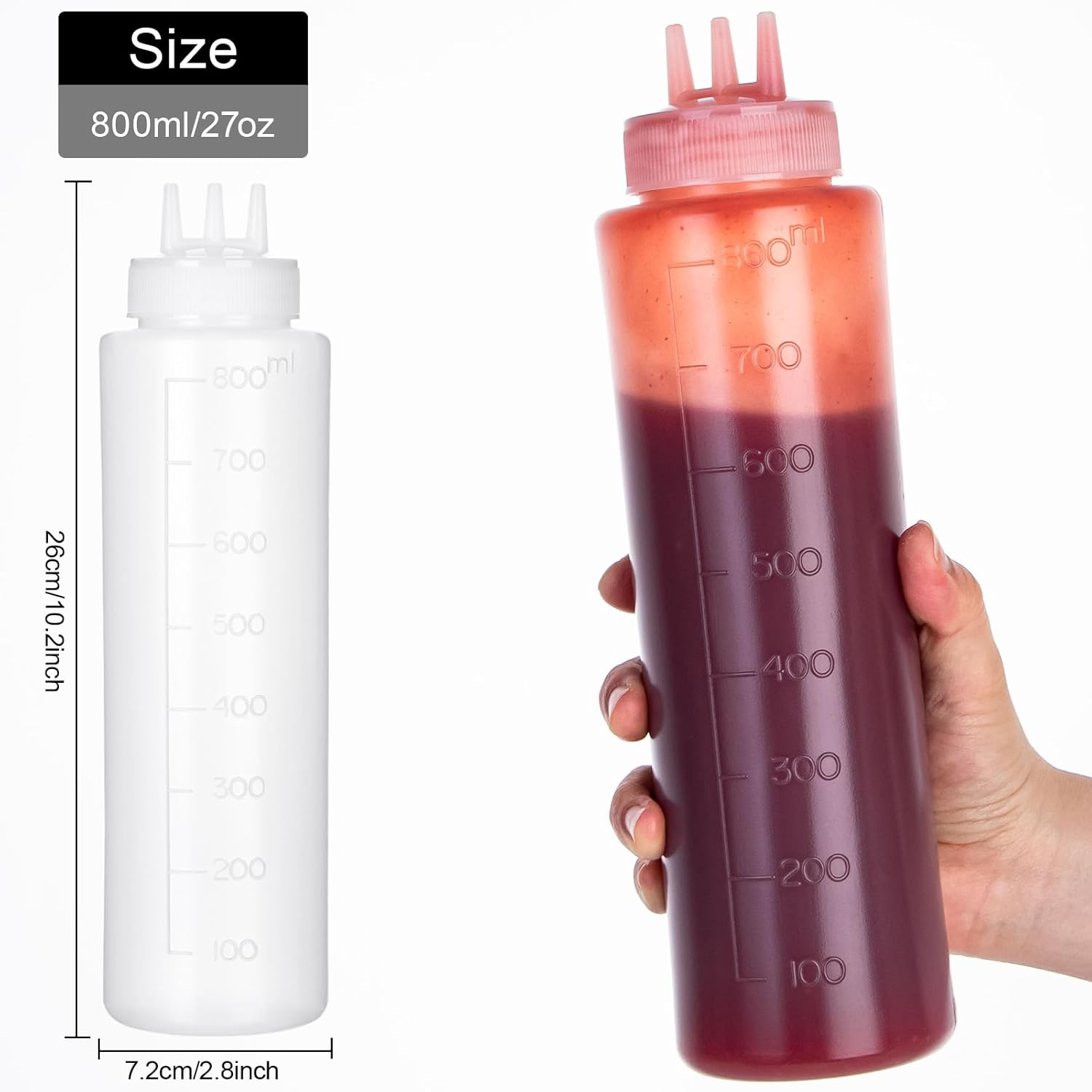 Two-Pack 3-Hole Squeeze Bottles with 2 Funnels