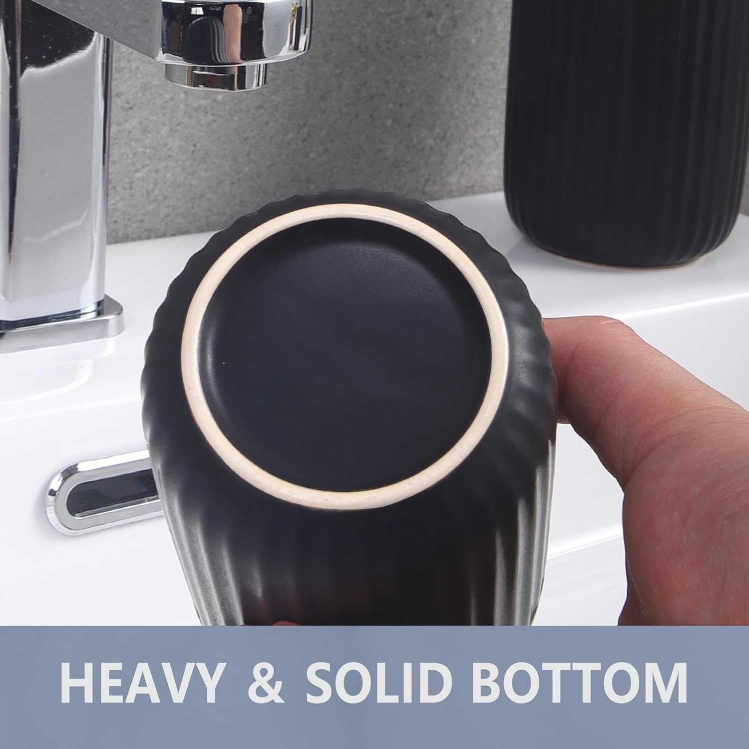 Modern Durable Matte Black Toothbrush Holder Set