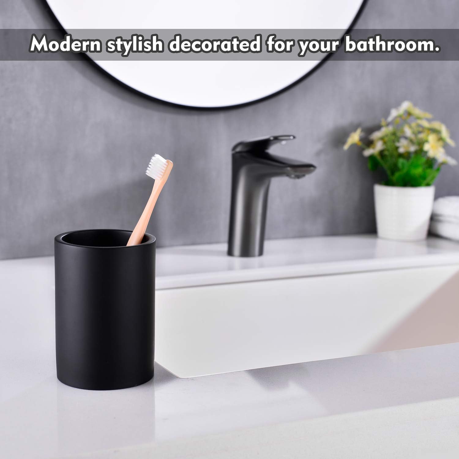 Matte Black Resin Tumbler Cup Bathroom Holder