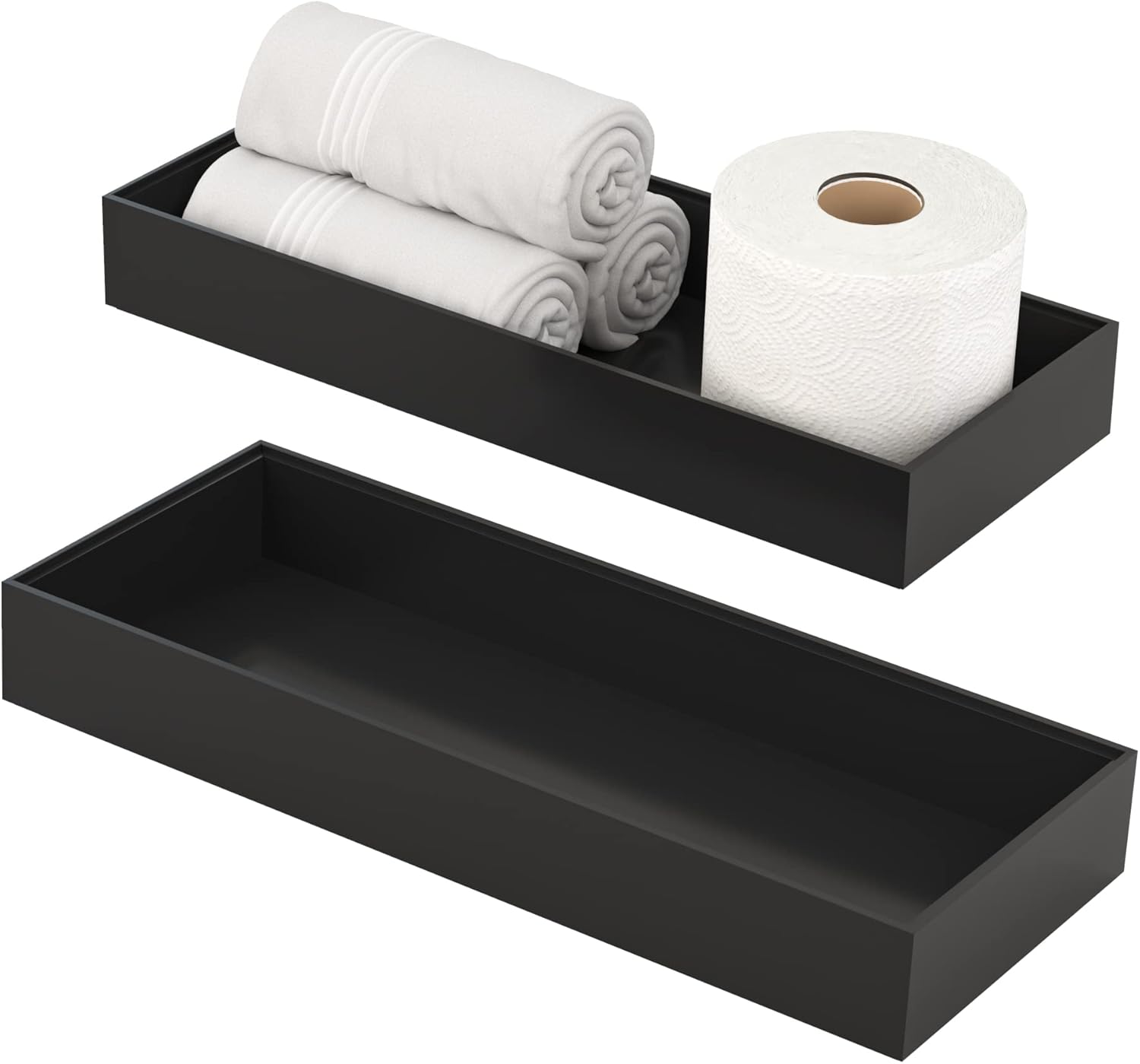 VeyFey 2-Piece Toilet Tank Organizer Box for Modern Black Bathrooms