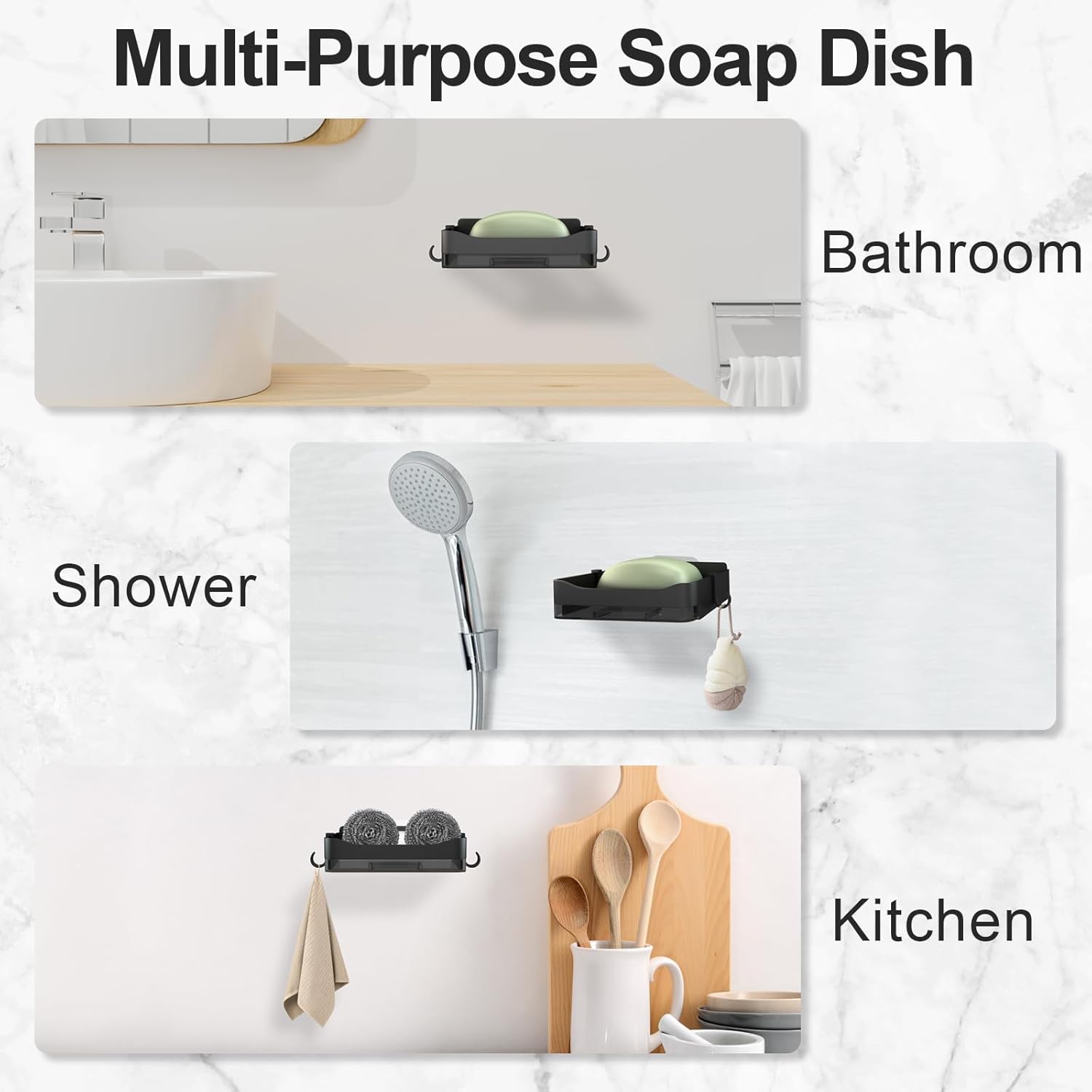 Space-SavingMulti-Functional 2-Piece Washroom Organiser with Drainage for Tiles Glass